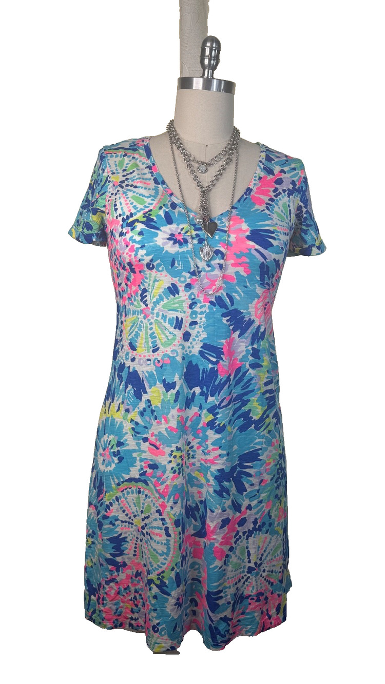 Lilly Pulitzer V-Neck Rolled Short Sleeve Dress, Size S